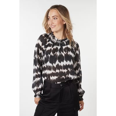 EsQualo Blouse Raglan Absolute Illusion Print Maat: 36 | Longsleeves Outlet | Dames | Zwart