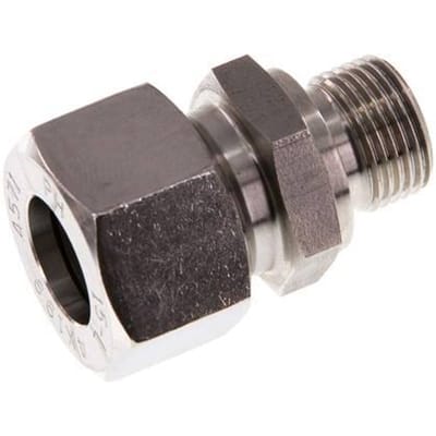 G 3/8'' Buitendraad x 15L RVS Rechte Snijring Koppeling 315 Bar DIN 2353 - FL2S-MC-ST-038G-15-L