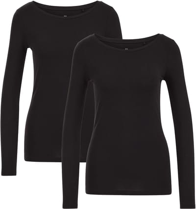 WE Fashion Dames T-shirt van katoenmix, 2-pack