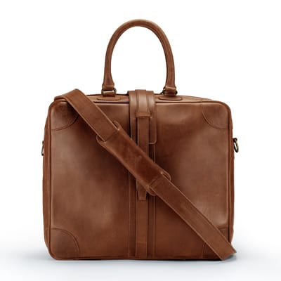DE LAMASSU® (Cassian) weekender tas van rundleer– business reistas met 180° opening & schouderriem