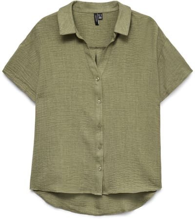 VERO MODA VMMELANEY QUEENY SS SHIRT WVN GA Dames Blouse - Laurel Wreath Melange