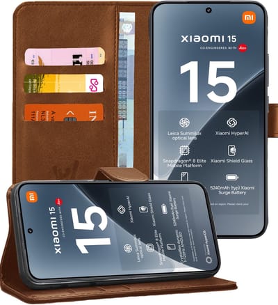 Hoesje geschikt voor Xiaomi 15 - Portemonnee Book Case Bruin