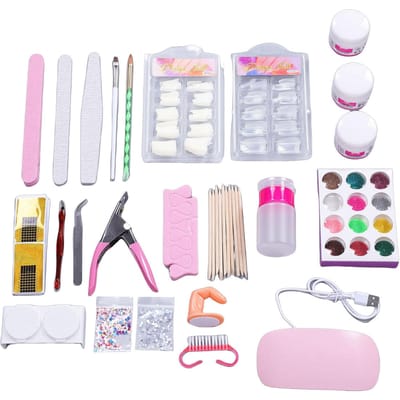 Nagelkunst Kit Set Manicure Uithardingslamp 12 Glitter Poeder DIY Nagelkunst Gereedschap voor Beginners met Nagel Tips Decoraties