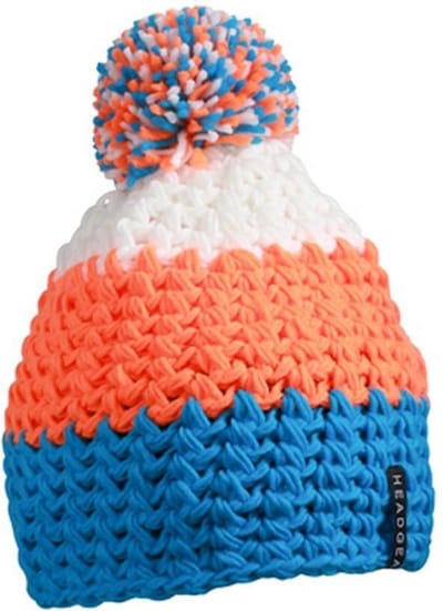 Myrtle Beach - Unisex Gehaakte Muts met Pompom (Oranje/Blauw)