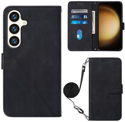 Voor Samsung Galaxy S24+ 5G Crossbody 3D reliëf lederen telefoonhoesje (zwart)
