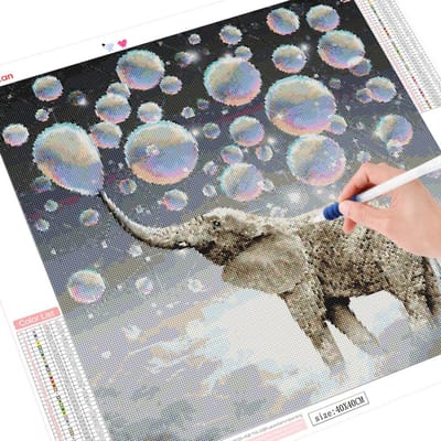 5D Diamant Schilderij Volledige Boor Ronde Olifant DIY Borduurdier Woondecoratie 30x30CM gray