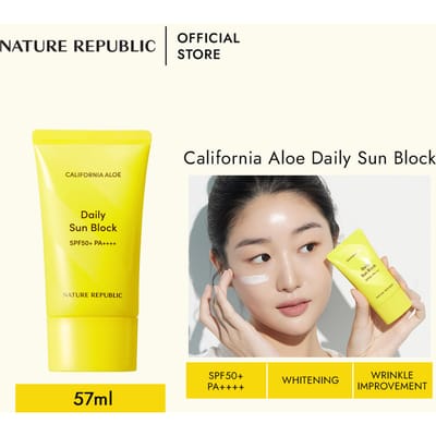Nature Republic California Aloe Dagelijkse Zonbescherming SPF50+ PA++++ 57ml+WILLEKEURIG CADEAU yellow