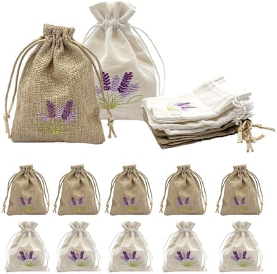 Dailygoods- Lavendelzakjes 12 stuks - Katoenen/Linnen Zakjes - Geurzakjes voor Kledingkast - Cadeauzakjes - Perfecte Afmetingen - Hoogwaardige Materialen