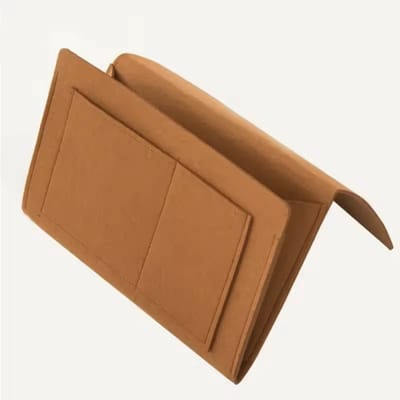 Scoby - Bed Organizer - Bankopberger - Vilten Opbergzak - Bedside Pocket - Voor Bed en Bank - 32X20CM - Bruin