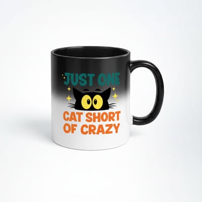 Magische Kleur Veranderende Mok - Just One Cat Short of Crazy - Leuke Katten Mok