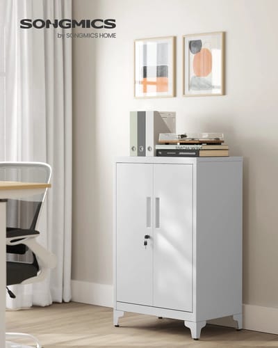 Multifunctionele Archief Kast van Staal met Sloten- Kantoorkast- Kast Afsluitbaar - Opbergkast- Werkkamer- Dossierkast - Kantoor 40D x 80B x 90H cm - Wit Garderobekast & 2 Deuren- Bestanden- Max. Statische Laadcapaciteit per Verstelbare Plank: 25 kg