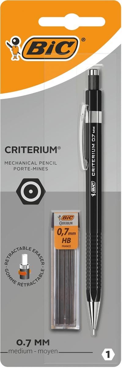 Bic vulpotlood Criterium | blister van 1 stuk + 12 vullingen (gratis) | zwart | 0 | 7 mm