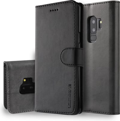 LC.IMEEKE Luxe Book Case - Geschikt voor Samsung Galaxy S9 Plus Hoesje - Zwart