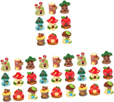 Miniatuur Huisjes - Tuin Beelden - Landschap Creëren - Weerbestendig Hars - 36 Stuks - Diverse Kleuren