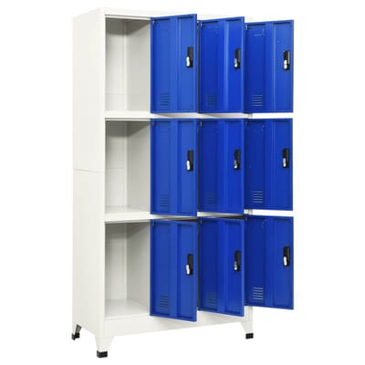 vidaXL - Lockerkast - 90x45x180 - cm - staal - grijs - en - blauw