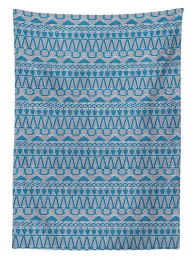 ABAKUHAUS Tafelkleed Azteekse Folklore – 140x240 cm – Taupe Zeeblauw