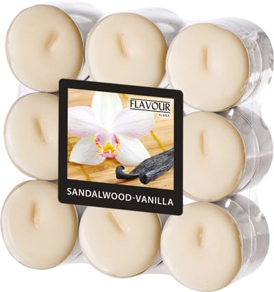 Conpax Candles Geur theelichtjes/waxinelichtjes - 18x - Sandalwood-Vanilla aroma - 4,5 branduren