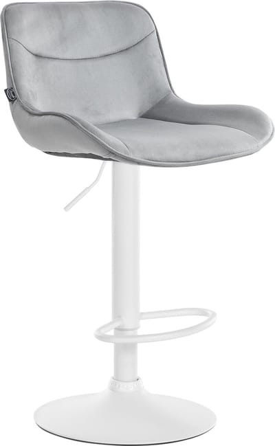 CLP Vonore Barkruk - Met rugleuning - Met voetensteun - Verstelbaar - Metalen frame - Velvet - Fluweel - wit/grijs