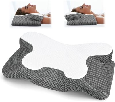 Florixa® Hoofdkussen Nekklachten - Hoofdkussen Zijslaper - Hoofdkussen - Grijs- 36cm x 17cm x 15cm