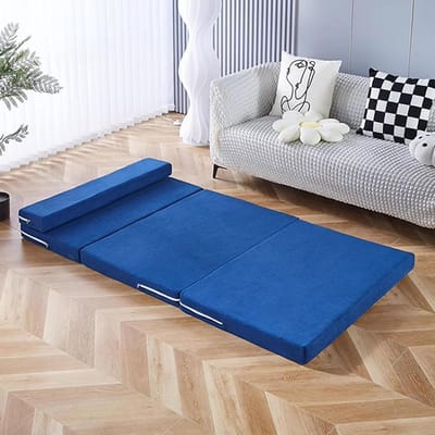 Opvouwbare Matras - Gastenbed Slaapbank - Kamperen Reizen - Antislip Bodem - 5-8 cm Dik - Blauw