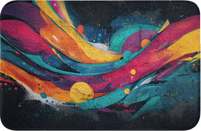 WC mat 60x40 cm - Antislip - Banen - Golven - Kleurrijk - Abstract - Toiletmat - Vloermat - Douchemat - Toilet tapijt - Toiletmatten