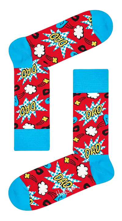 Vaderdag Sokken | Happy Socks | Grappige Rode Blauwe Sokken met Verstevigde Hak en Tee | Vaderdag Cadeau - Rood