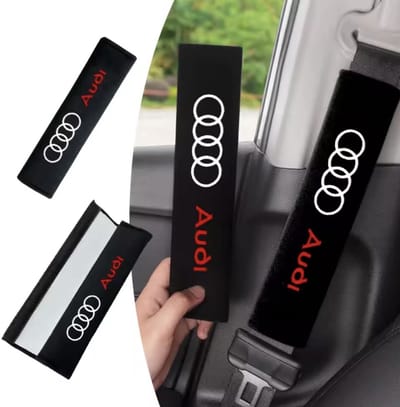 Audi Gordelhoezen – Set van 2 | Zwart Katoen | Comfortabele Gordelbeschermers | Universeel voor Alle Modellen