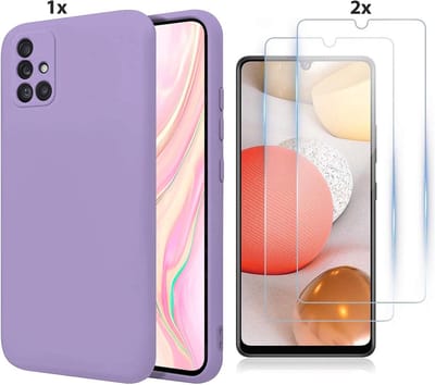 Hoesje Geschikt Voor Samsung Galaxy A52 Hoesje Soft Nano Silicone Backcover Gel Lavendel Paars Met 2x Glazen Screenprotector
