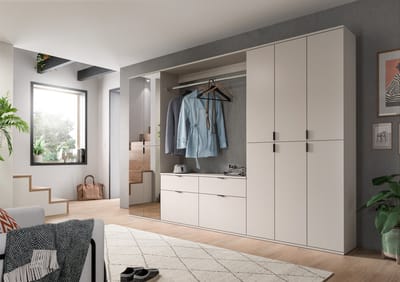 Moderne Garderobecombinatie Kasjmier - Ruime Opbergkast Met Spiegel En Ladekasten - 273x193x34cm