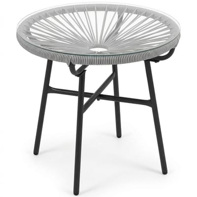 Ronde tuintafel boho style - Salontafel rond - Bijzettafel - Tafel - Grijs - 50 cm x 50 cm x 50 cm