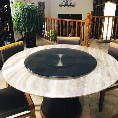 Glazen Draaitafel - Draaibaar Tafelblad - Gezellig Tafelen - 360 Graden Rotatie - 80 cm Diameter - Transparant Zwart