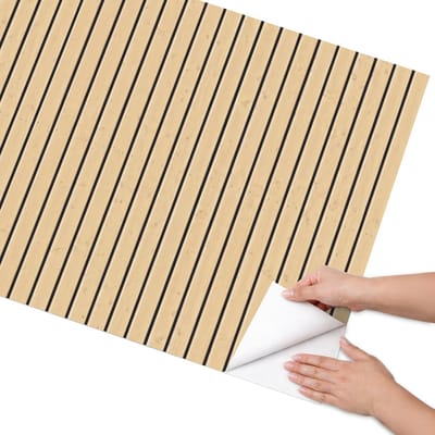 Coloray Meubel Wrap Folie - Beige Meubelfolie - 75x150 cm - Meubel Wrap Folie Houten stroken - Plakfolie Meubels - Minimalist Meubelfolie - Decoratiefolie Zelfklevend - Slaapkamer decoratie - Texturen