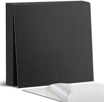 Coloray Plaktegels - Geometrisch patroon van rechthoeken Portugese Tegels - 30 cm x 30 cm - Zwart Plaktegels - 9 stuks - Vierkant PVC Tegels - Plaktegels Keuken - Zelfklevende Vloertegels - Vinyl Tegels Zelfklevend - Zelfklevende Tegels