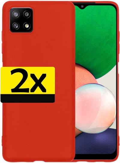 Hoesje - 2 Stuks - Geschikt voor Samsung Galaxy M22 - Sterk & Shockproof - Case Siliconen - Back Cover - Telefoon Hoes - Telefoonhoesjes - Rood