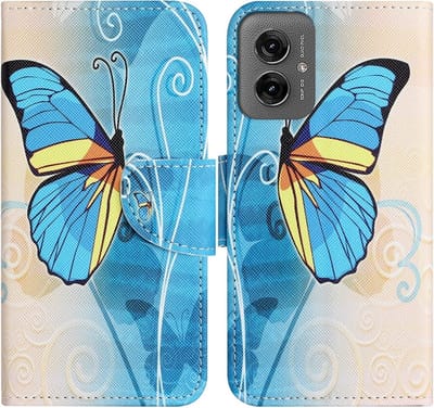Coverup Hoesje - Geschikt voor Motorola Moto G55 Hoesje - Coverup Book Case - Blauwe Vlinder