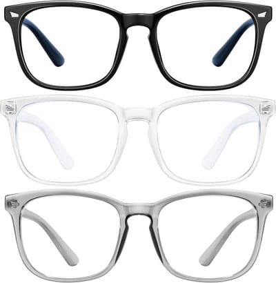 Blauwlichtblokkerende bril - Computerbril - Schermtijd comfort - 3-pack voordeel - Unisex volwassene - Zwart grijs