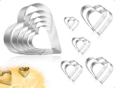 Set van 10 RVS Hartvormige Uitstekers voor Brood, Fruit, Knutselen, Klei en Snoepdecoratie
