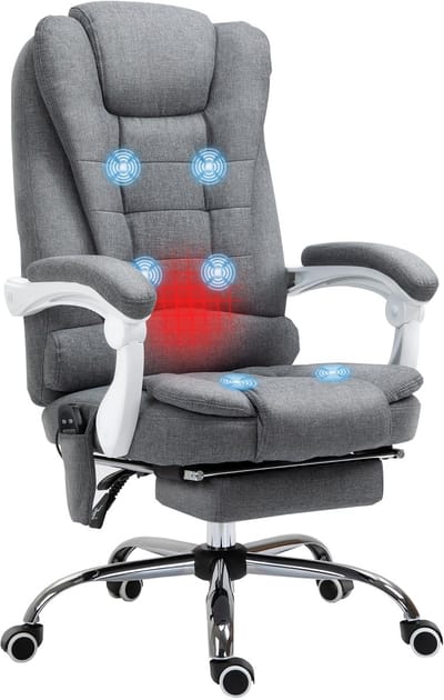 Vinsetto - bureaustoel met massagefunctie - 65x70x111-119 cm - grijs