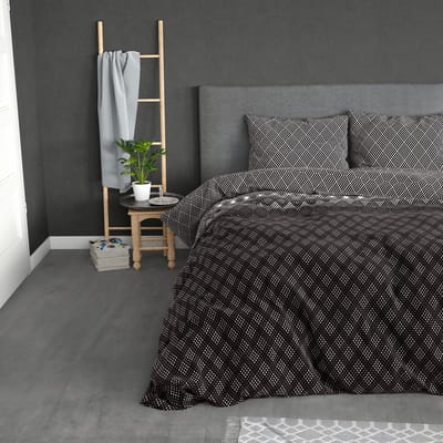 Sleeptime Flanel Cheng - Dekbedovertrekset - Lits-Jumeaux - 240x200/220 + 2 kussenslopen 60x70 - Antraciet
