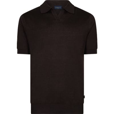 Cavallaro Napoli Polo Erlino Linnen Cotton Blend Donker Bruin / male