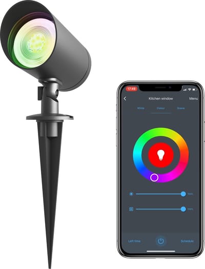 Calex Slimme Grondspot - GU10 - Geschikt voor buiten - Tuinspot op Spies - Tuinverlichting - Eenvoudige installatie - Zwart - Inclusief Slimme Lichtbron