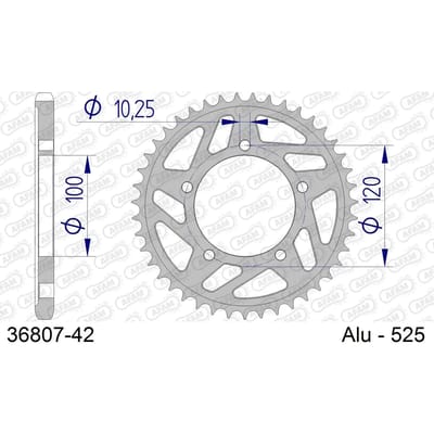 Aluminium tandwiel achter Afam 525 42 dents