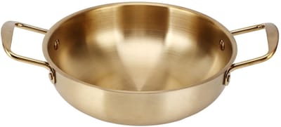 Dailygoods- Kookpan 20 cm - Gouden Kookpan - Roestvrij Staal - Multifunctionele Pan - Dubbele Handgreep - Snelle Verwarming - Pastapan