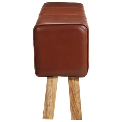 vidaXL - Bankje - turnbok - 160 - cm - echt - leer - en - massief - acaciahout - bruin