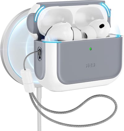 AirPods Pro 3 Hoes Geschikt voor 3e Generatie (2025), MagSafe Compatibel, Volledige Bescherming met Polsband, Wit en Duurzaam Ontwerp