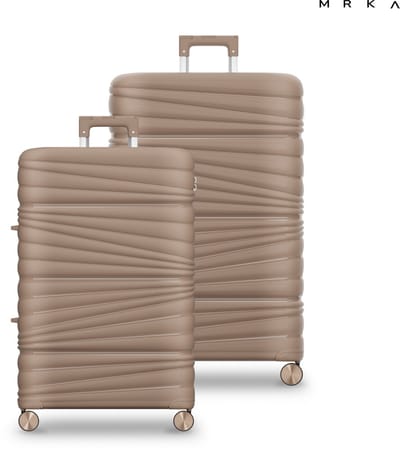 MRKA® Santiago - Reiskoffer duoset - 2-delig Kofferset (S + M) - Taupe - Kofferset - Koffersets - Koffers - Reisbagage - Valies - Lichtgewicht - Polypropyleen Koffer - TSA Slot - Cijferslot - 360° Wielen - Koffers Met Wielen - 37 Liter en 60 Liter
