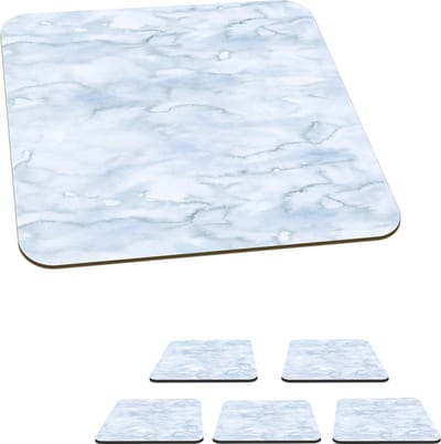 Onderzetters voor glazen - Patronen - Waterverf - Grijs - Marmer - 10x10 cm - Glasonderzetters - 6 stuks