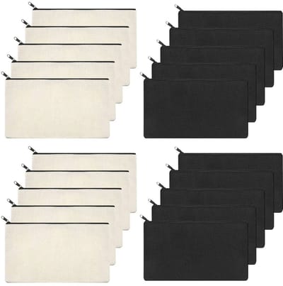 Dailygoods- Etui 20 Stuks - Canvas Tas - Ritssluiting - Zacht/Duurzaam - 21 x 13 cm - Voor Make-up/DIY - Make-uptas