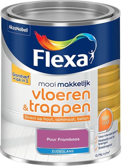 Flexa - Mooi Makkelijk Vloeren & Trappen Zijdeglans - Puur Framboos - Mengverf - 750 Ml