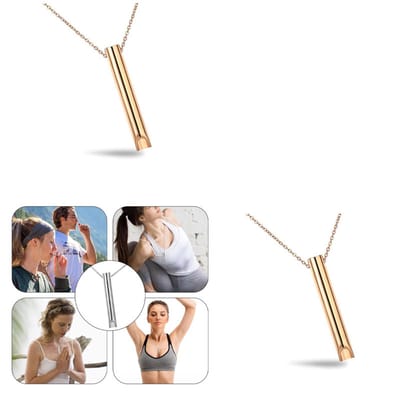 2-Stuks Fluitje ketting - Niche ademhalingshanger - Ademhalingsketting - Ademhalingstrainer - Stressverlichtingsketting - Geschikt voor dagelijks gebruik, meditatiehulpmiddel, angstverlichting en stressvermindering - Goud